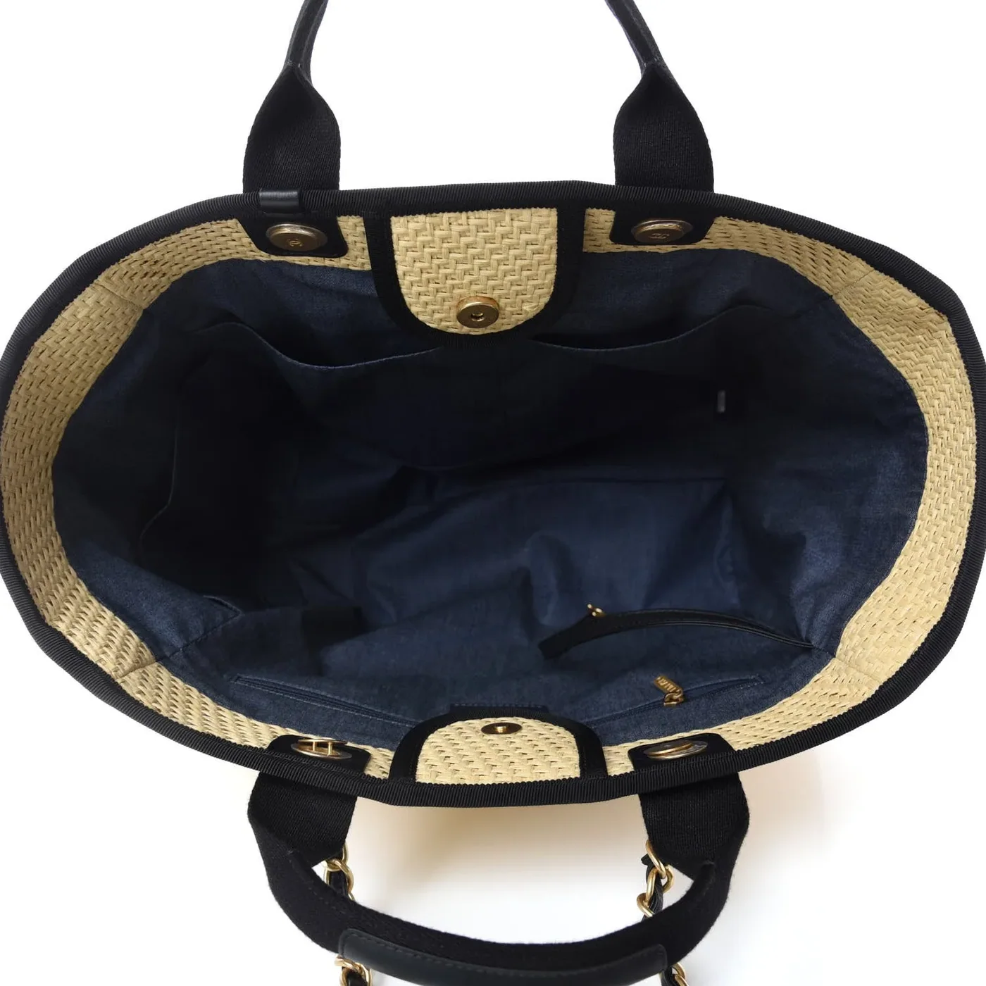 Chanel Deauville Medium Tote Bag in Beige Raffia Gold Hardware