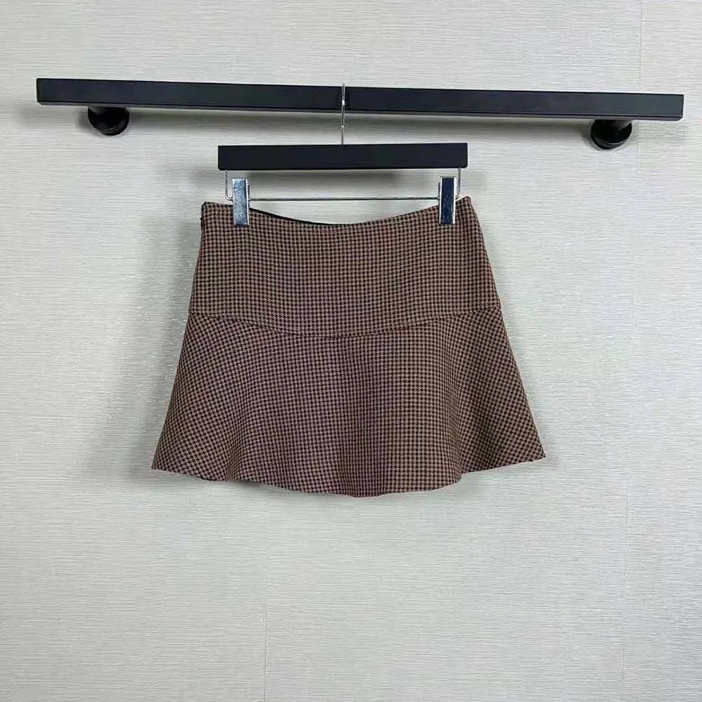 Celine Mini Skirt in Double Houndstooth Wool for Women Celine Mini Skirt in Double Houndstooth Wool for Women