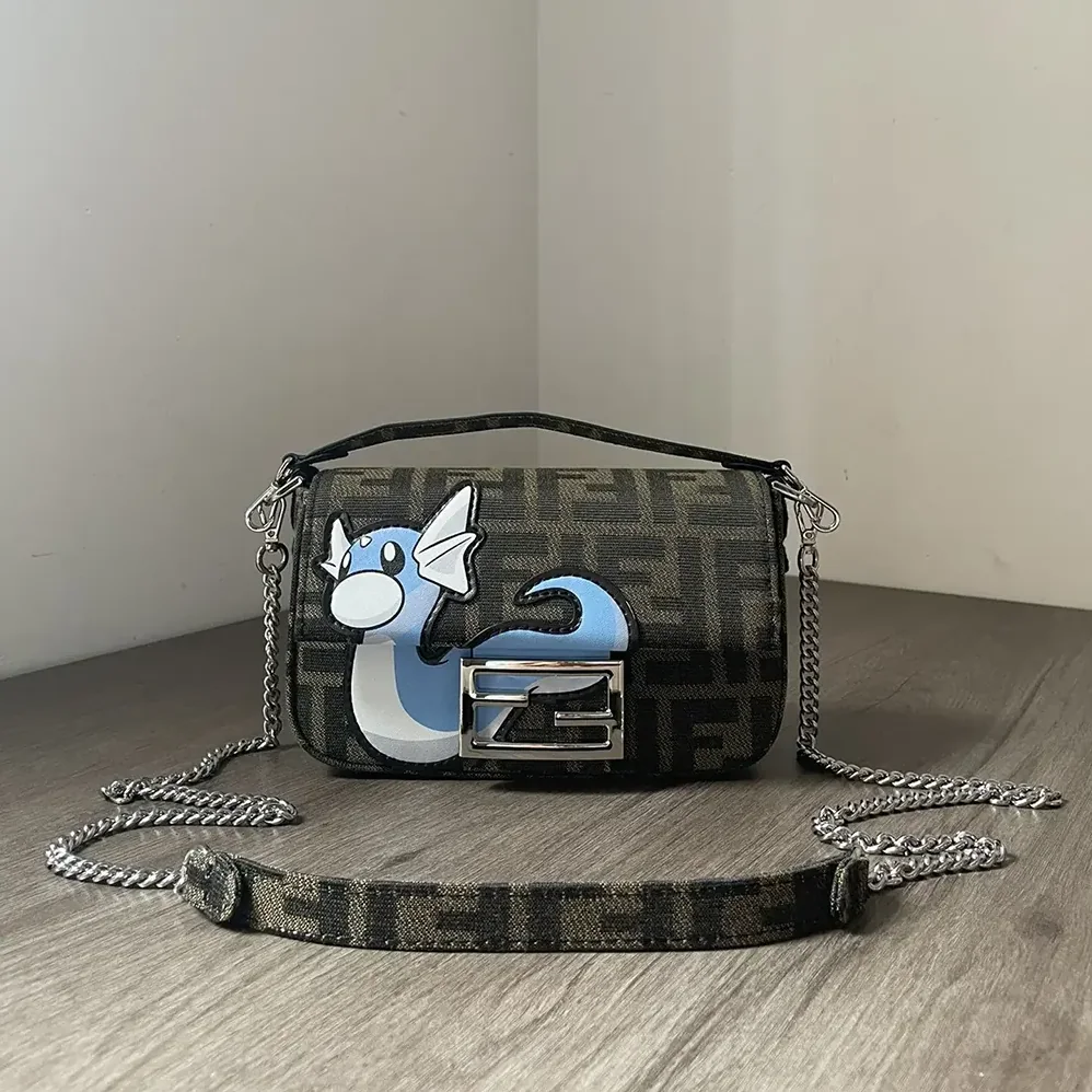 Fendi Baguette Mini FENDI x FRGMT x POKÉMON Brown FF Fabric Bag for Women