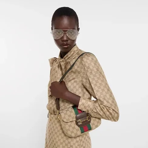 Gucci Horsebit 1955 Small Shoulder Bag / Sand And Dark Brown Gold Hardware