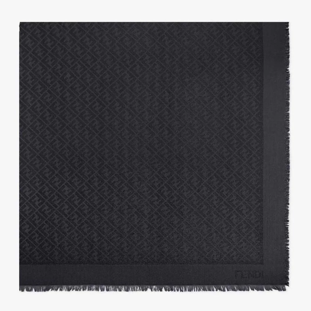 Fendi FF Shawl Black Lurex for Unisex Fendi FF Shawl Black Lurex for Unisex