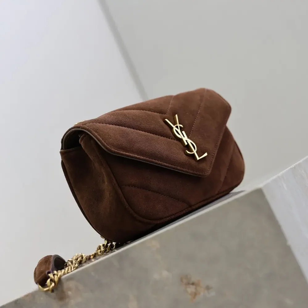Saint Laurent YSL Loulou Mini In Suede for Women in Brown Saint Laurent YSL Loulou Mini In Suede for Women in Brown