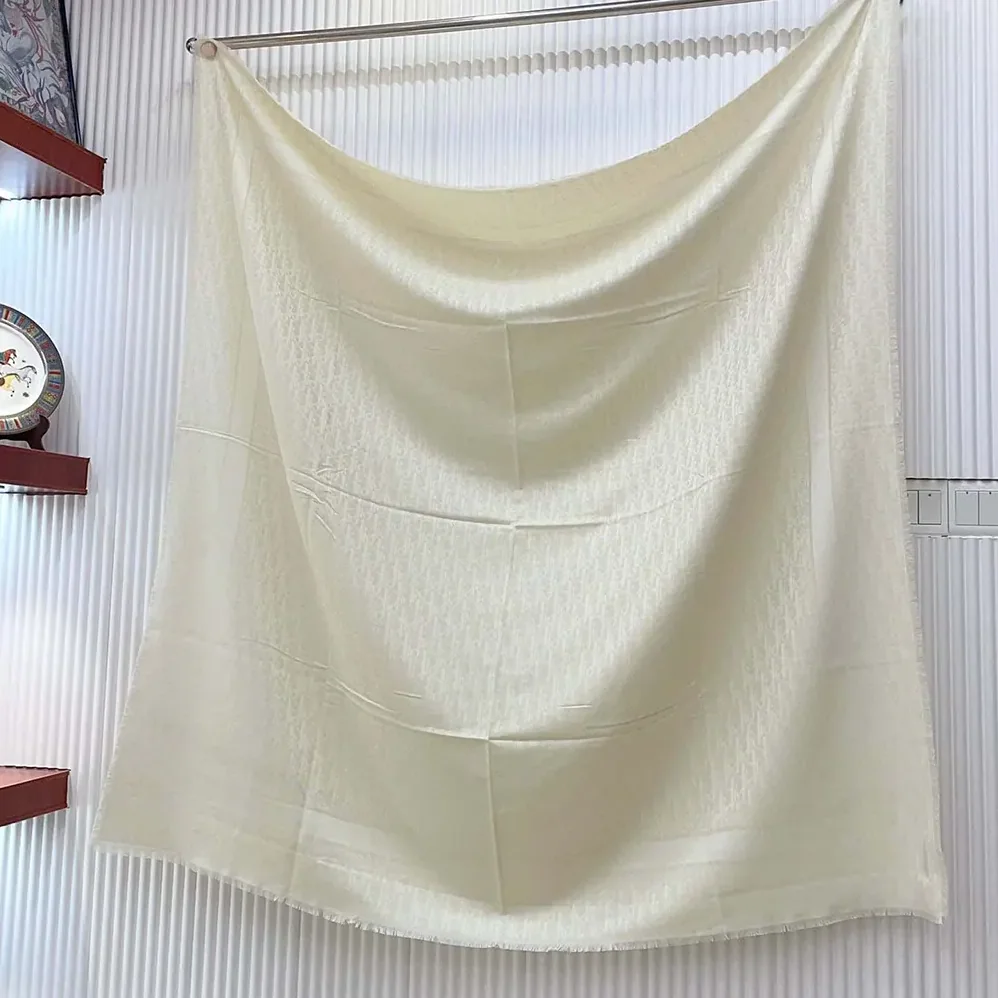 Dior Oblique Shawl White Wool Silk and Cashmere for Unisex
