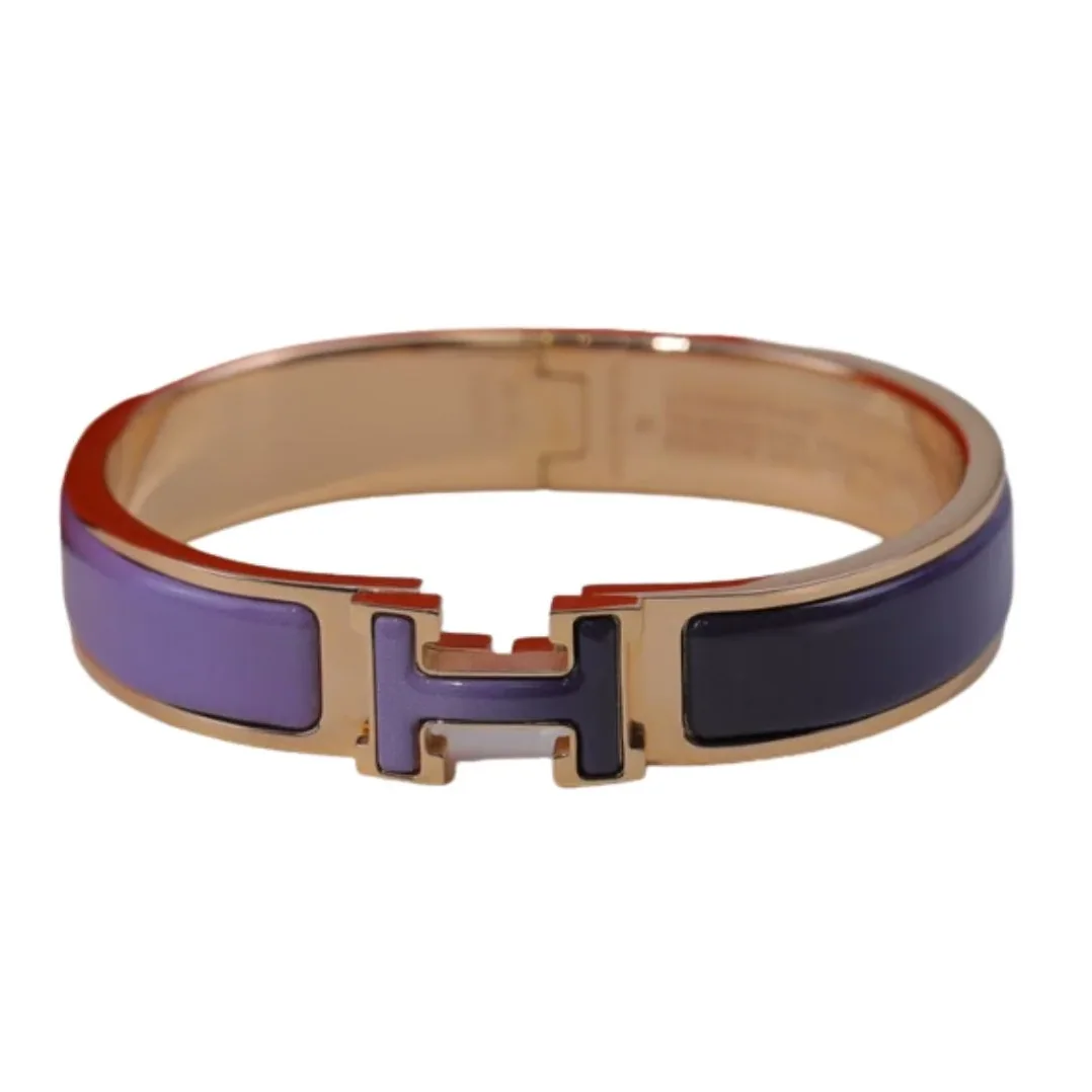 Hermes Clic Enameled H Bracelet Purple