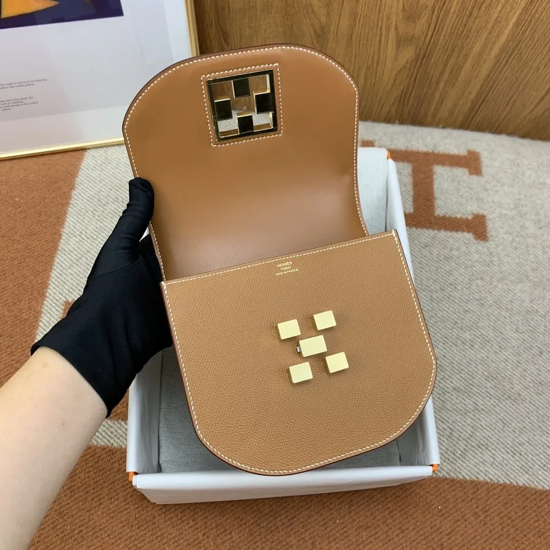 Hermes Mosaique 17 Brown, Gold Toned Hardware Bag