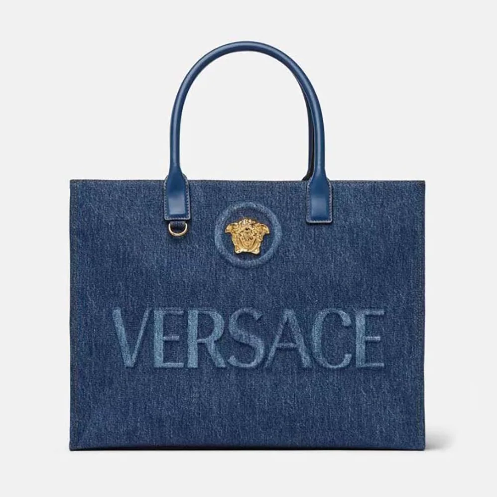 Versace La Medusa Large Tote Bag for Women in Navy Versace La Medusa Large Tote Bag for Women in Navy