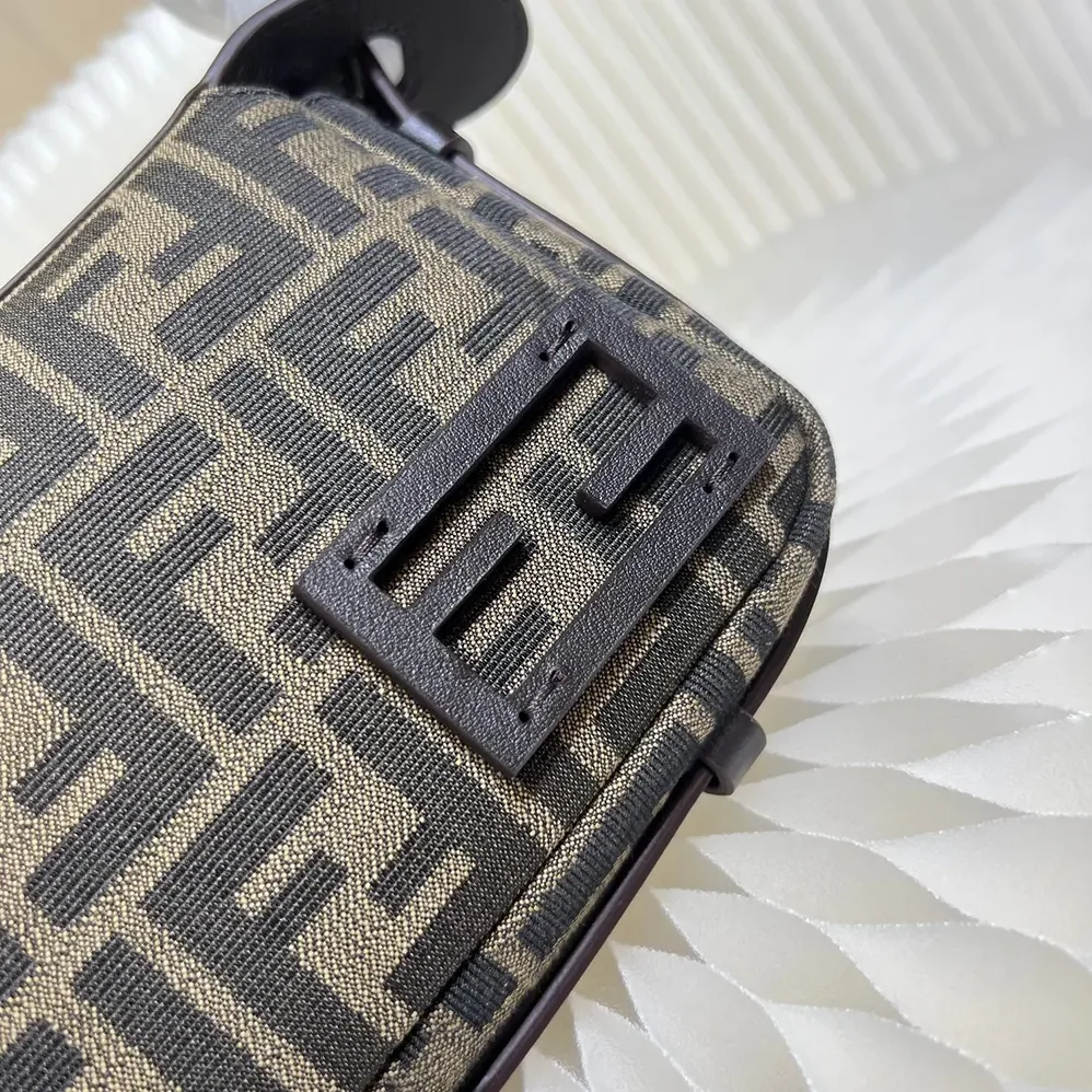 Fendi Simply Fendi Mini Brown FF Jacquard Fabric Mini Bag for Women Fendi Simply Fendi Mini Brown FF Jacquard Fabric Mini Bag for Women