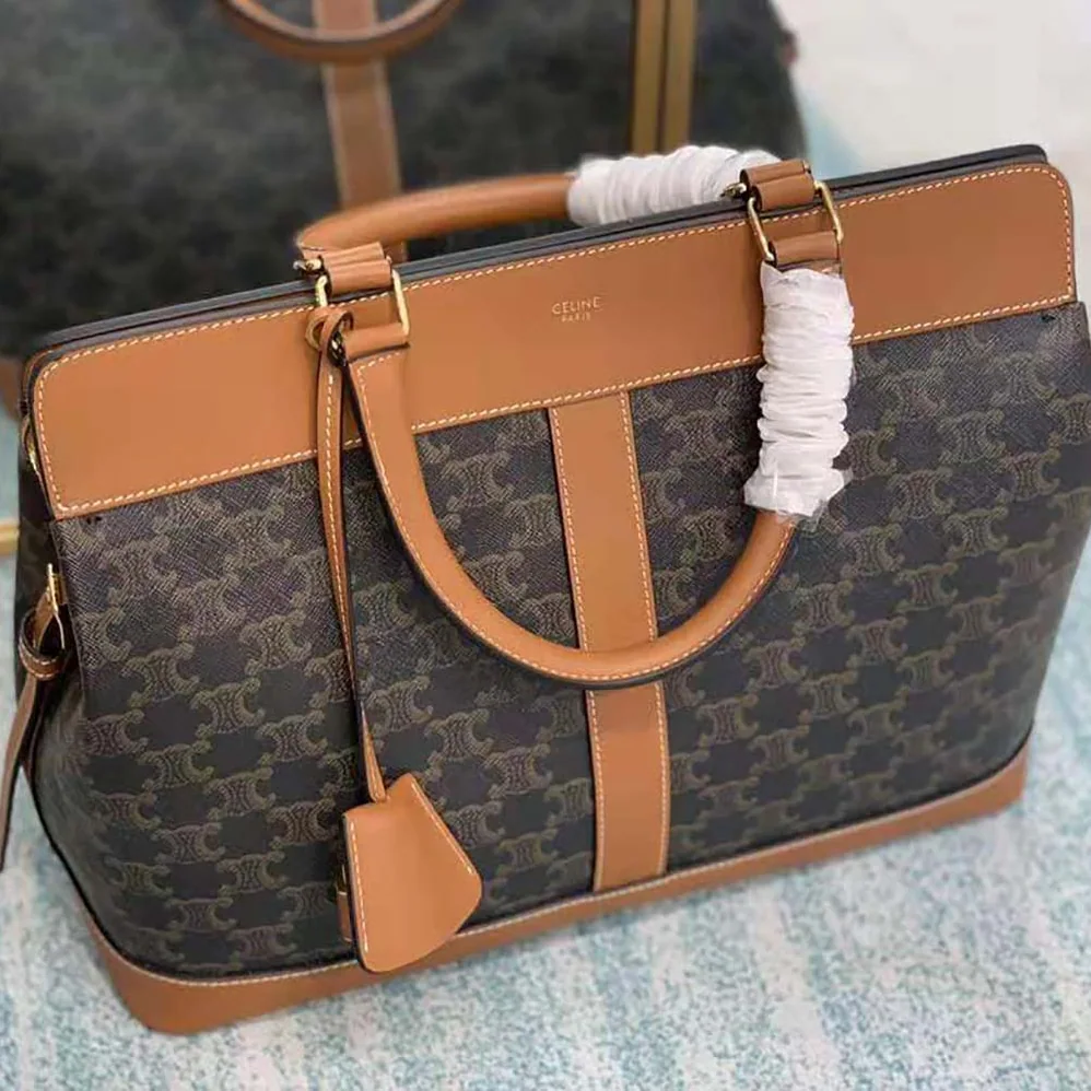Celine Medium Cabas DE France Bag in Triomphe Canvas and Calfskin for Women Celine Medium Cabas DE France Bag in Triomphe Canvas and Calfskin for Women