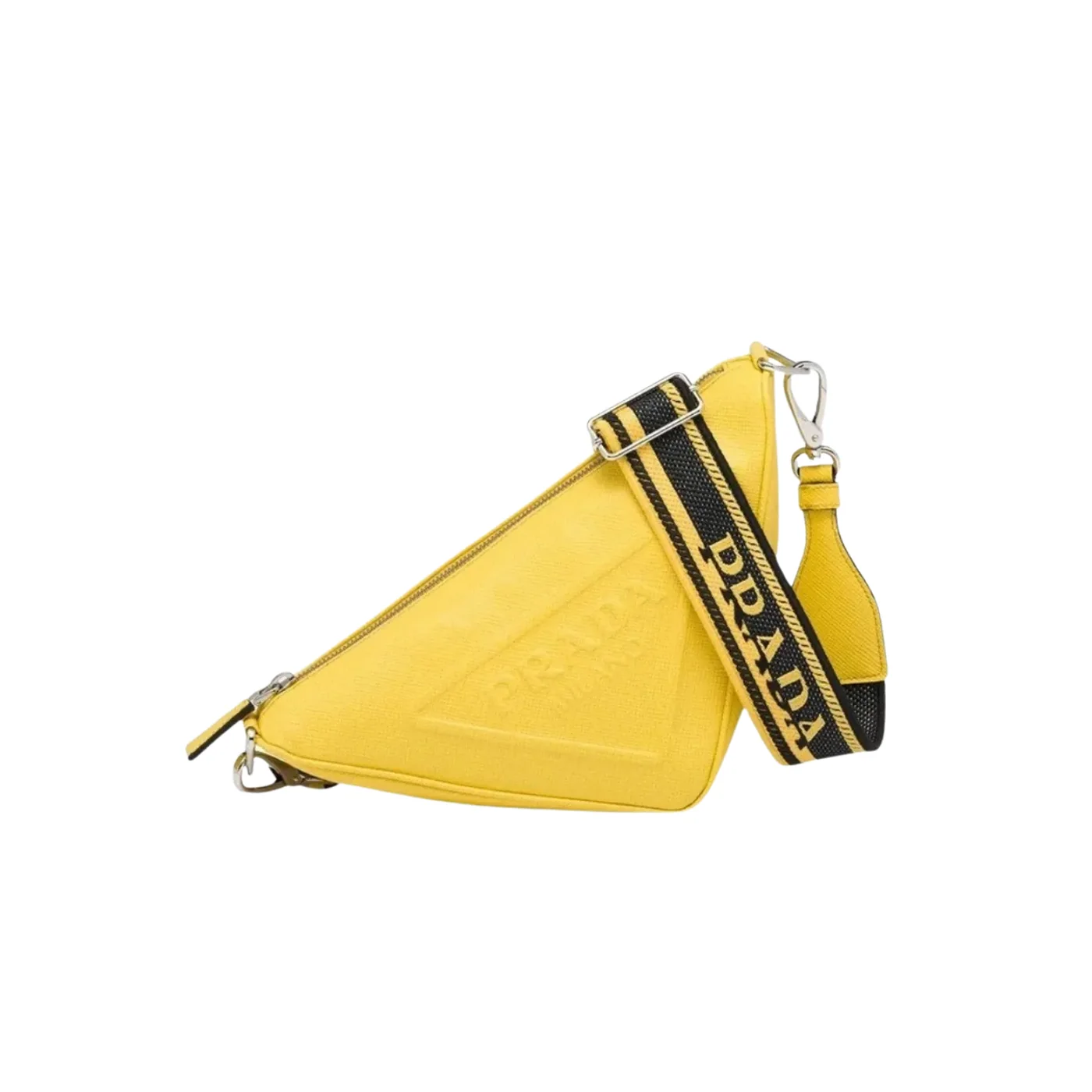 Prada Saffiano Triangle Shoulder Bag / Yellow Silver Hardware 2VH155_2FAD_F0377_V_OOO Prada Saffiano Triangle Shoulder Bag / Yellow Silver Hardware 2VH155_2FAD_F0377_V_OOO