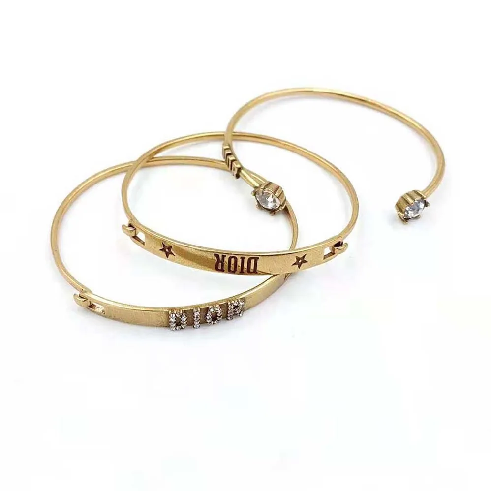 Dior Dio(r)evolution Bracelet Set Antique Gold-Finish Metal and White Crystals for Women