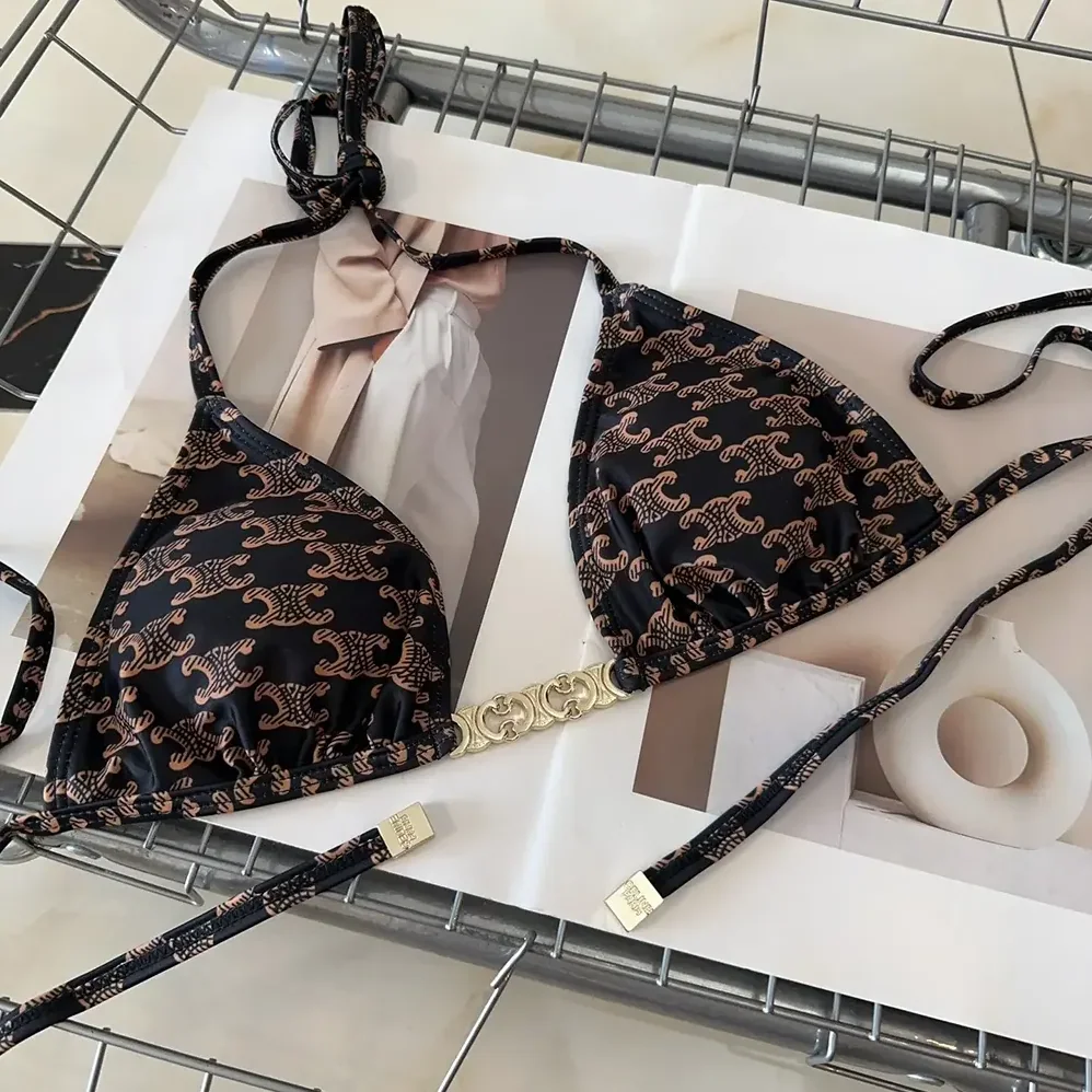 Celine Triangle Top / Swimsuit Bottom in Monogram Jersey 2X16F939T.17BR for Women Celine Triangle Top / Swimsuit Bottom in Monogram Jersey 2X16F939T.17BR for Women