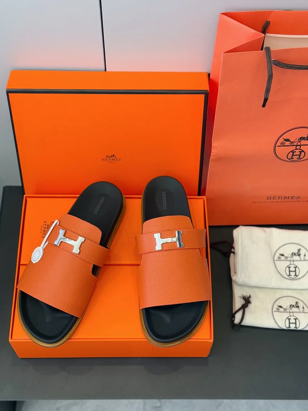 Hermes Jaures Sandals Orange Hermes Jaures Sandals Orange