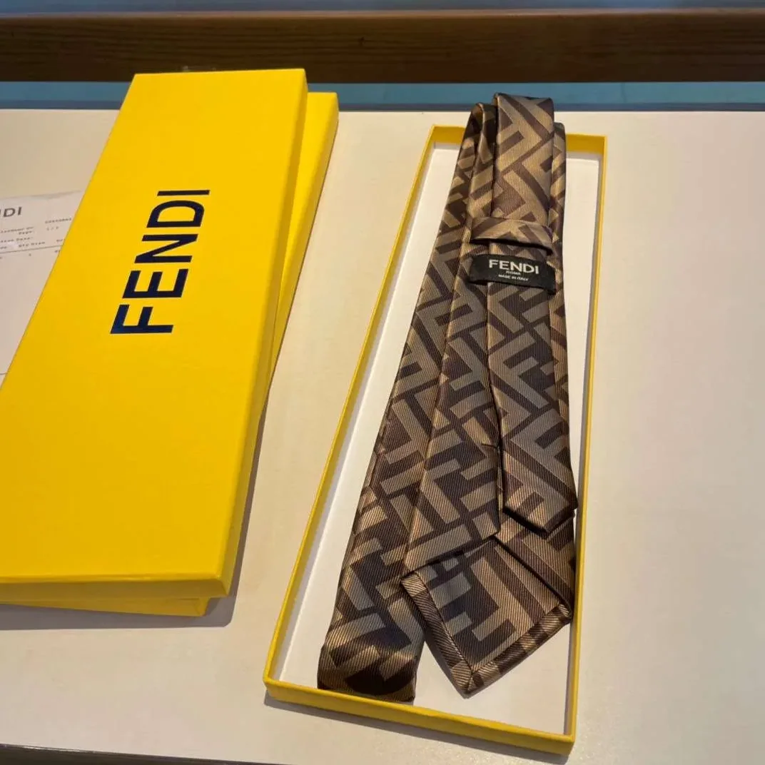 Fendi Tie Silk Necktie Brown FXC023A003F13D6