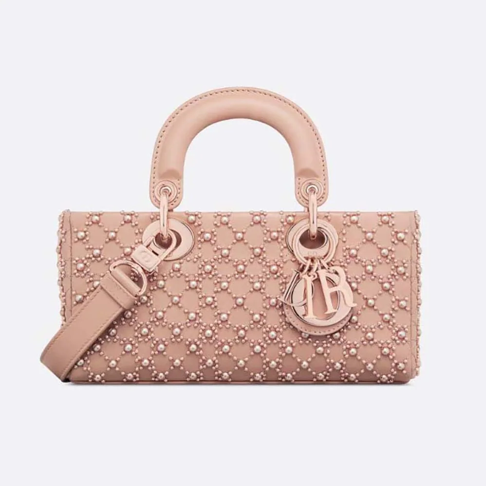 Dior Small Lady D-joy Bag Rose Des Vents Cannage Calfskin Embroidered with Resin Pearls for Women Dior Small Lady D-joy Bag Rose Des Vents Cannage Calfskin Embroidered with Resin Pearls for Women
