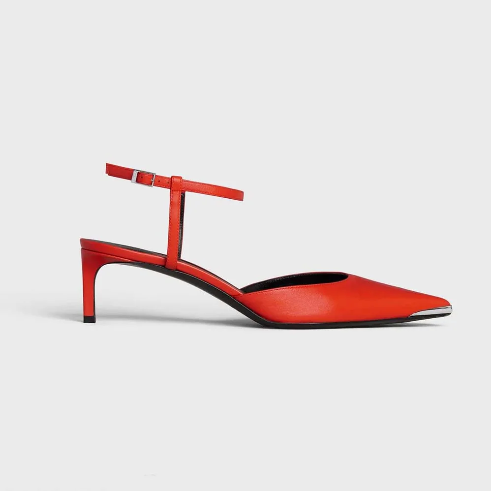 Celine Kitten Metal Toe Pump in Kidskin for Women in Red Celine Kitten Metal Toe Pump in Kidskin for Women in Red