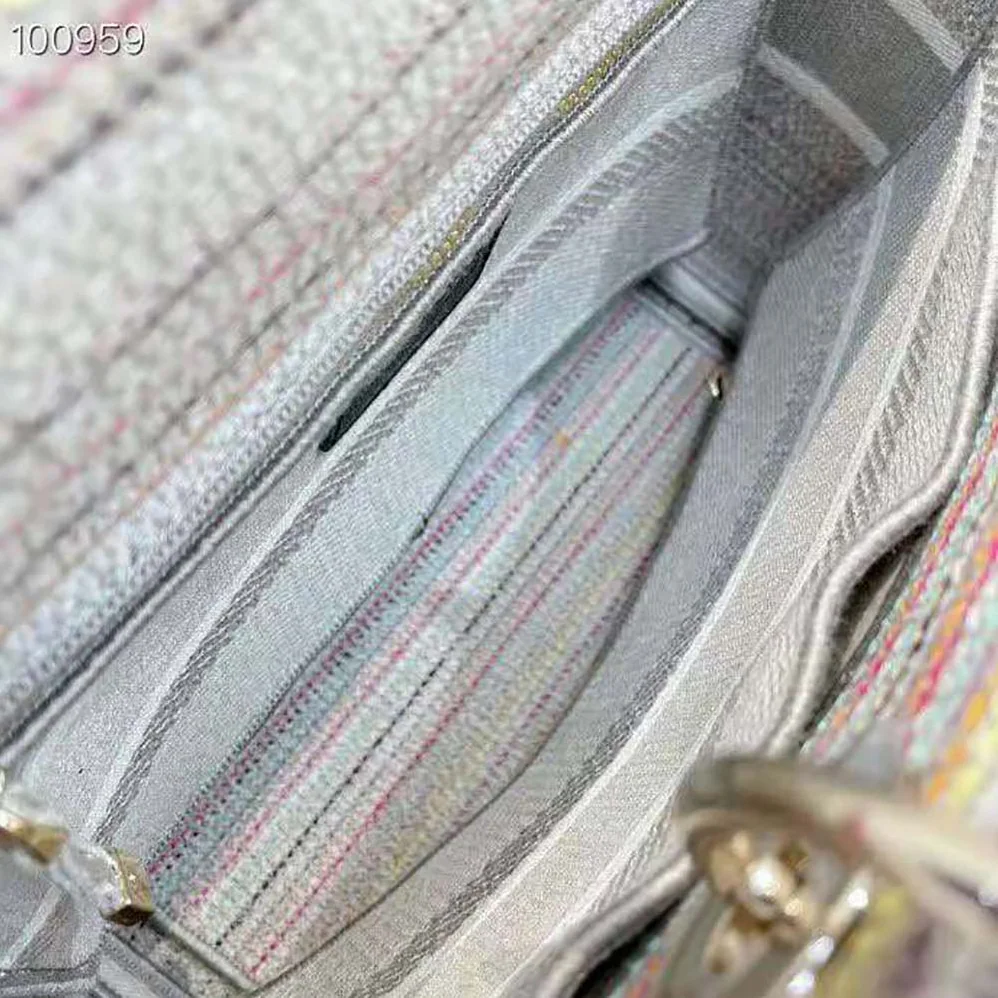Dior Medium Lady D-lite Bag Multicolor Stripes Embroidery for Women Dior Medium Lady D-lite Bag Multicolor Stripes Embroidery for Women