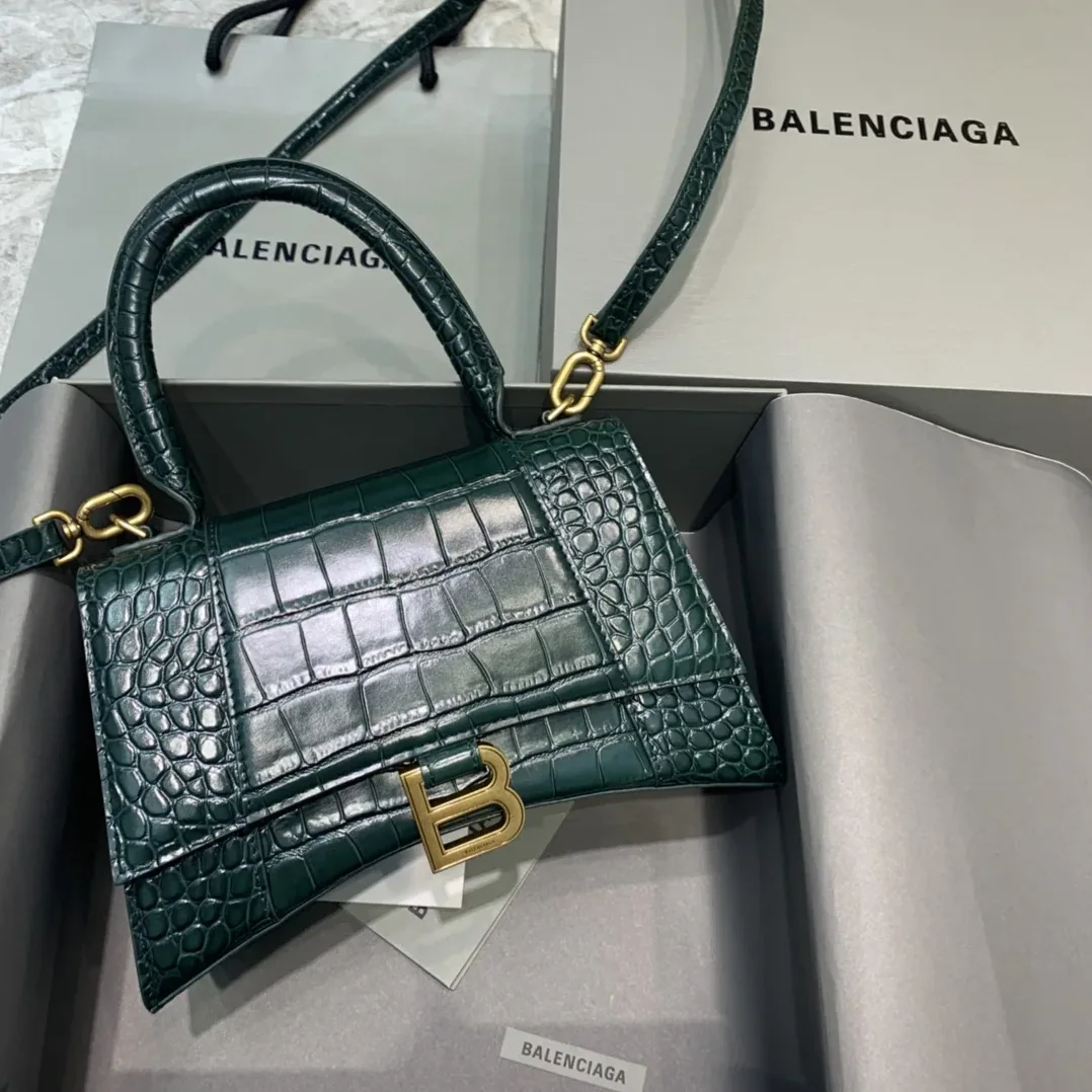 Balenciaga Hourglass Small Handbag In Dark Green