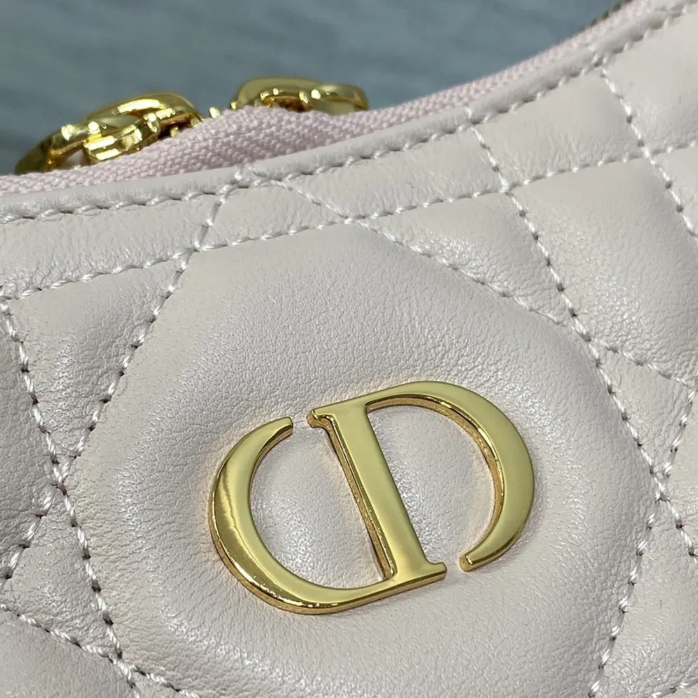 Dior Miss Caro Diorling Mini Bag with Chain Powder Pink Macrocannage Lambskin for Women