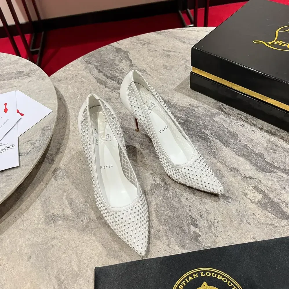 Christian Louboutin Apostropha Mesh Strass 80mm Pumps for Women in White