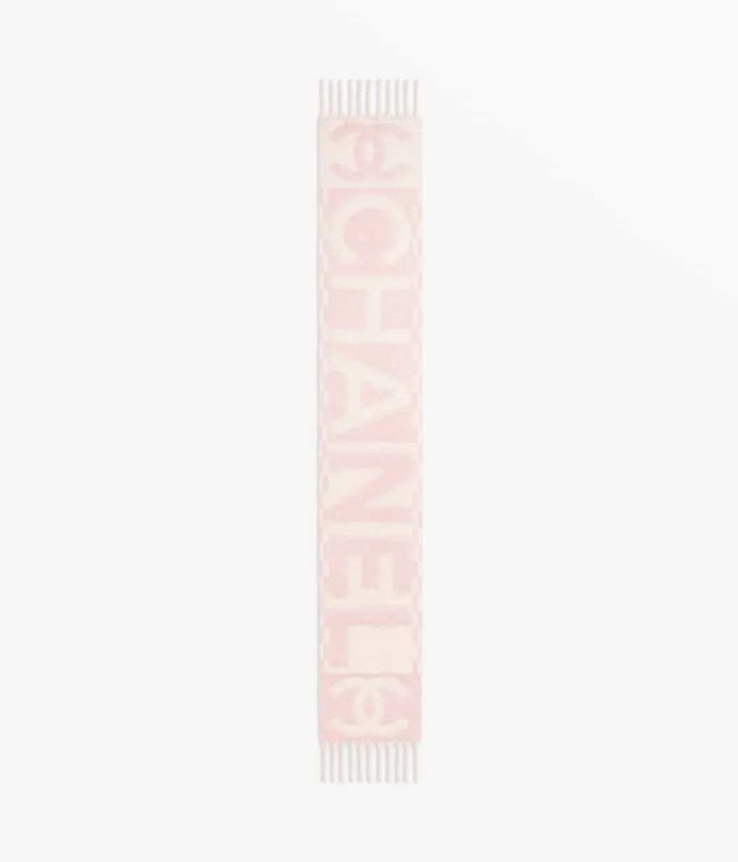 Chanel Scarf Light Pink in White /
