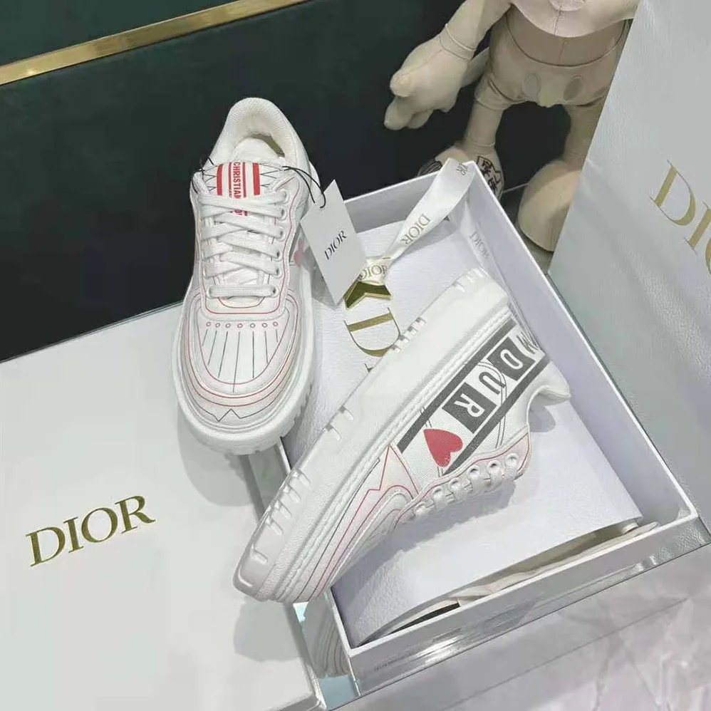 Dior Dioramour Dior Addict Sneaker White Black and Red D-Chess Heart Calfskin and Technical Fabric for Women Dior Dioramour Dior Addict Sneaker White Black and Red D-Chess Heart Calfskin and Technical Fabric for Women