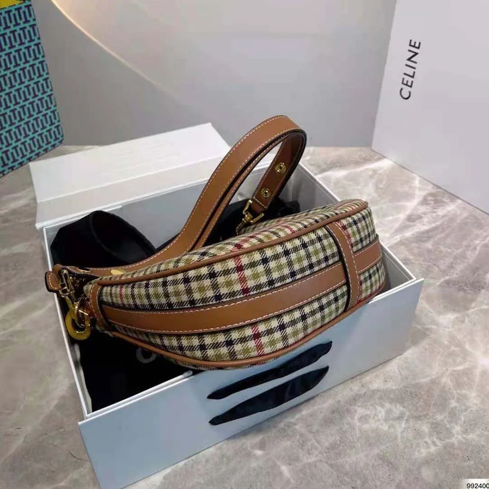 Celine Medium Strap Ava Bag in Textile and Calfskin for Women Celine Medium Strap Ava Bag in Textile and Calfskin for Women
