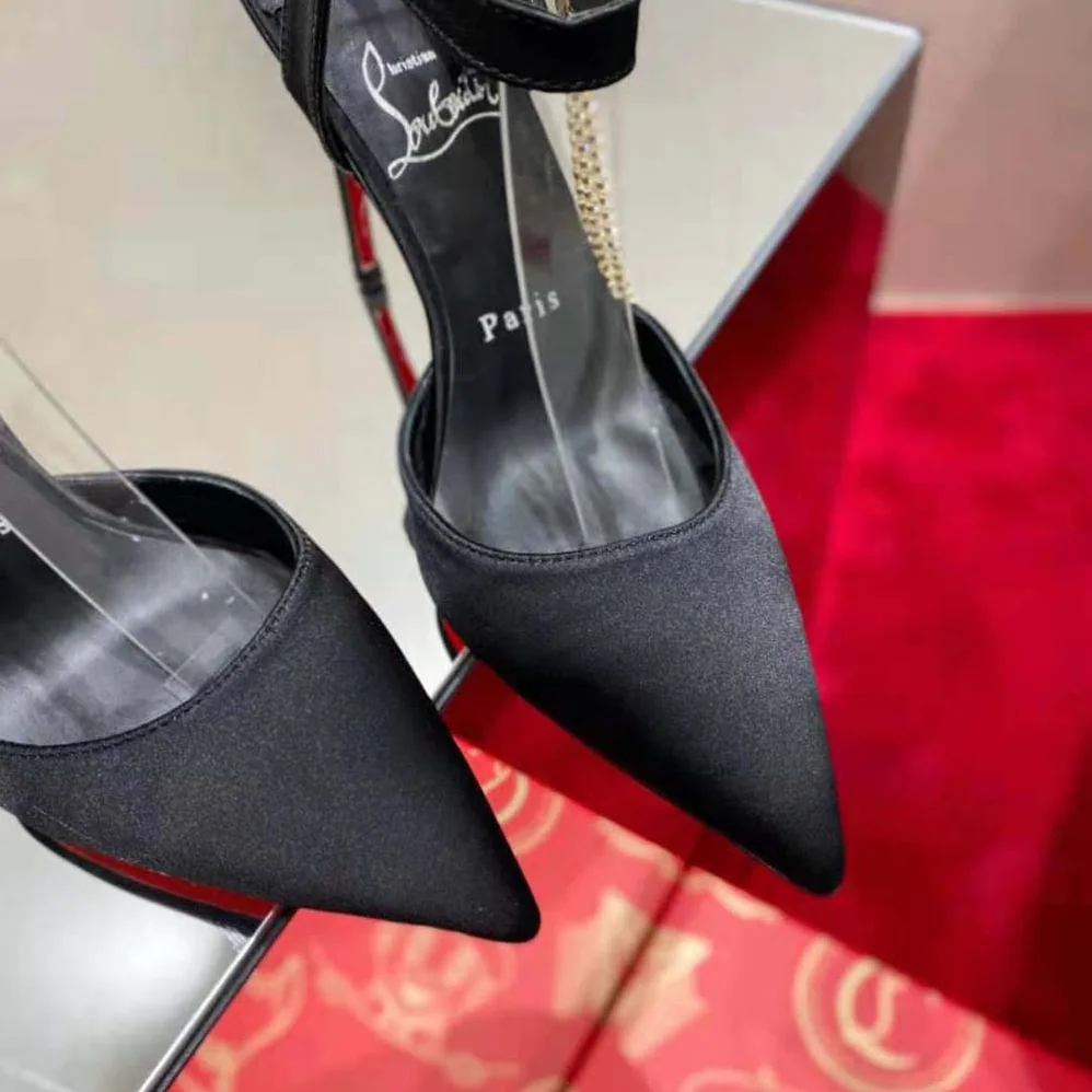 Christian Louboutin Goldina 100 mm Heel Height for Women in Black Christian Louboutin Goldina 100 mm Heel Height for Women in Black