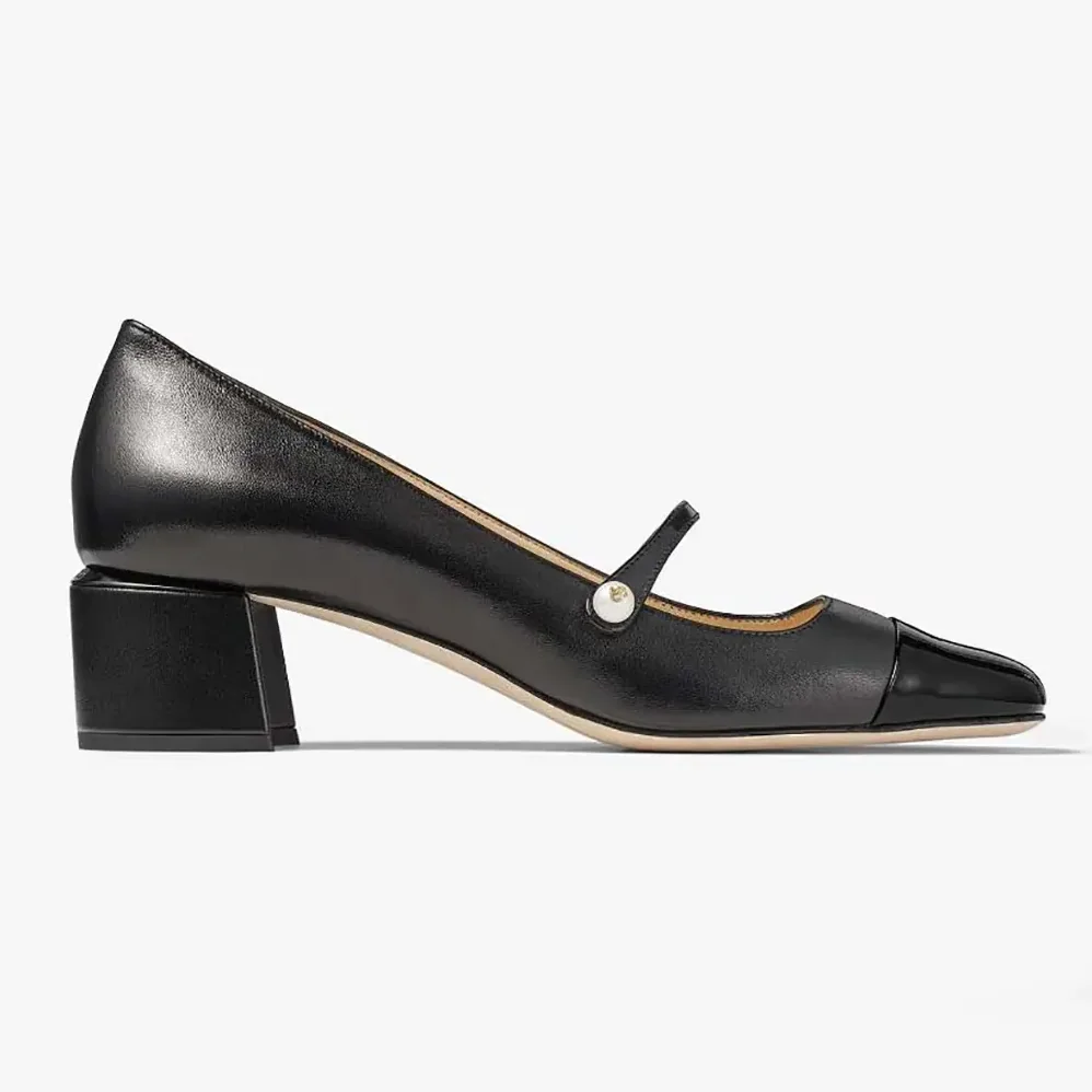 Jimmy Choo Elisa 45 Black Nappa and Patent Leather Pumps for Women Jimmy Choo Elisa 45 Black Nappa and Patent Leather Pumps for Women