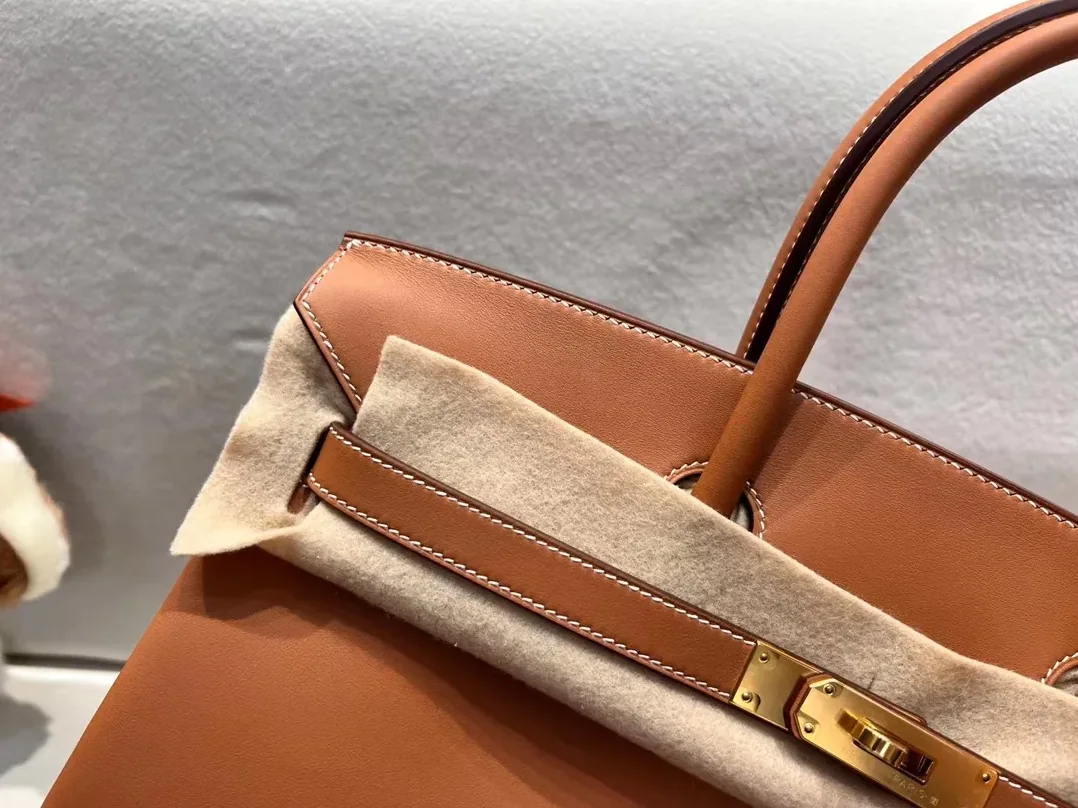 Hermes Brikin 35 Top Handle Bag in Brown Gold Hardware