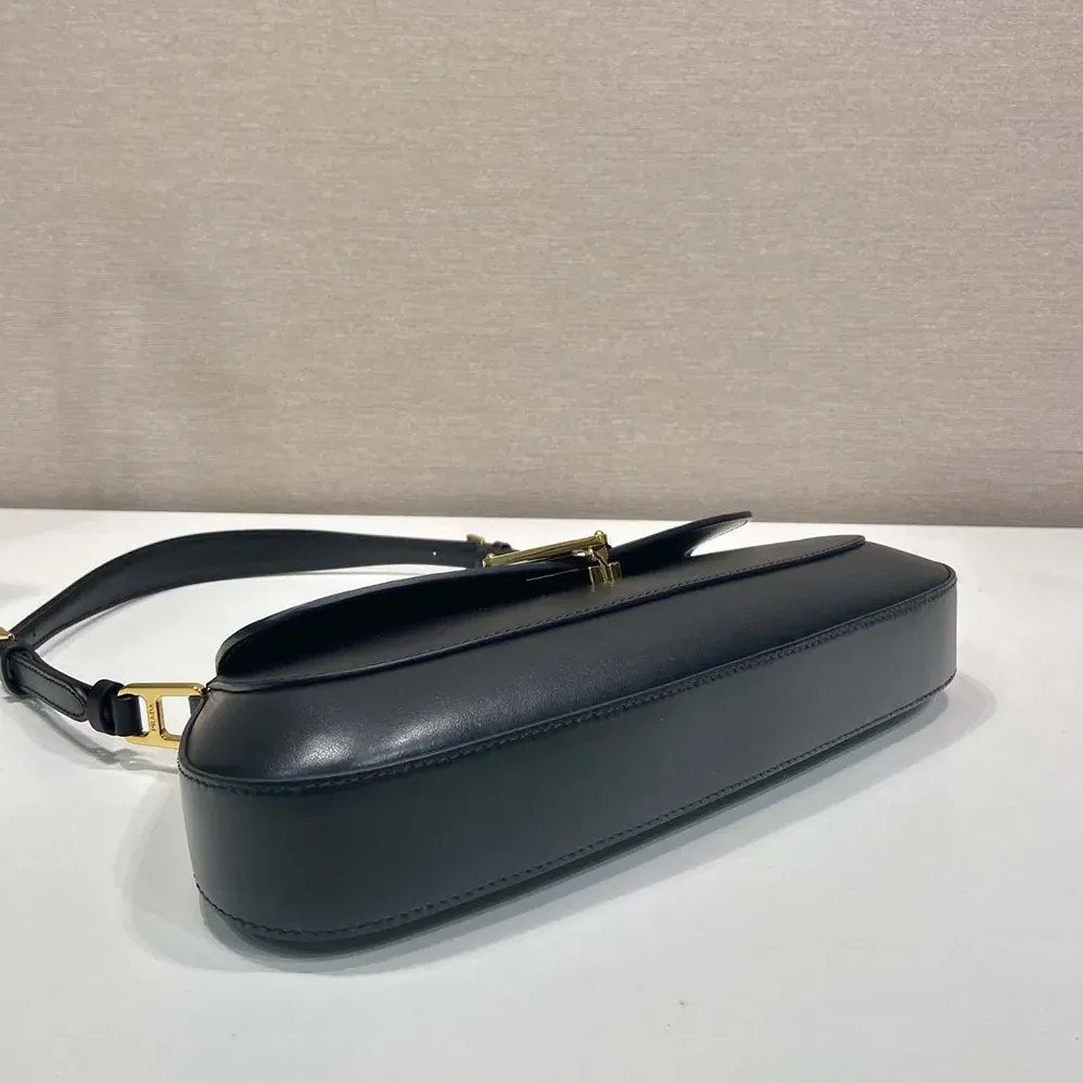 Prada Leather Shoulder Bag for Women in Black