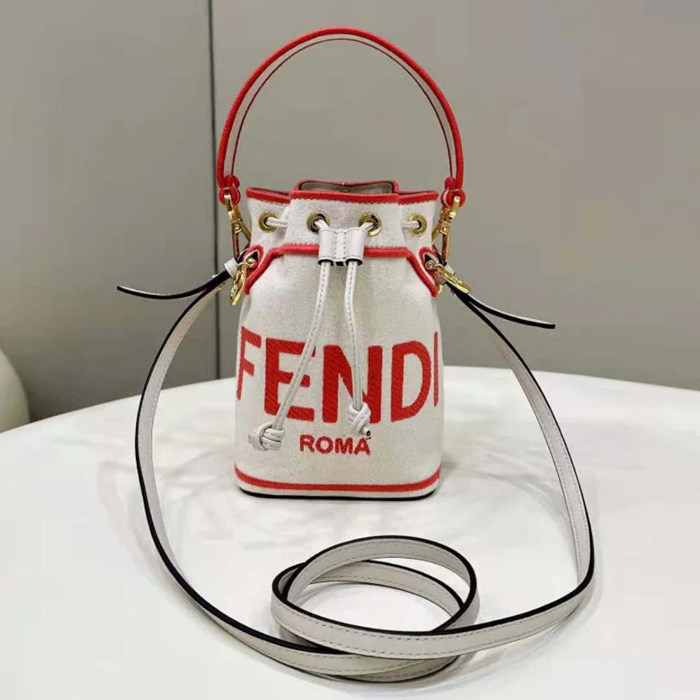 Fendi Mon Tresor Beige Canvas Mini-bag with Fendi Roma Embroidery for Women