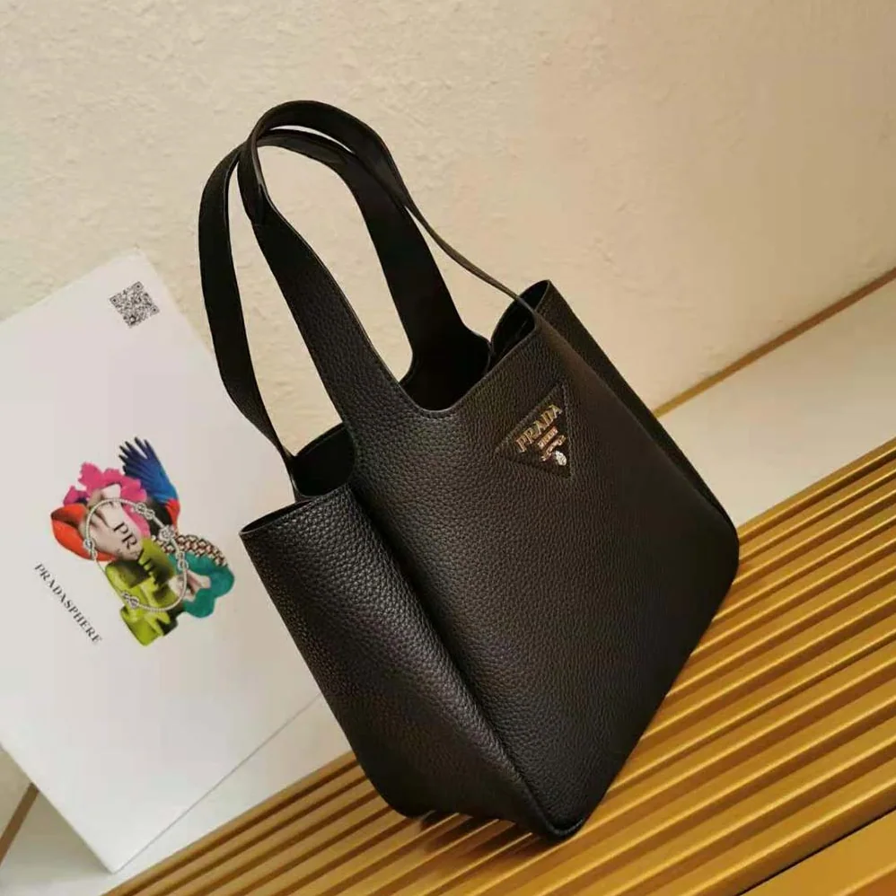 Prada Calf Leather Handbag for Women in Black