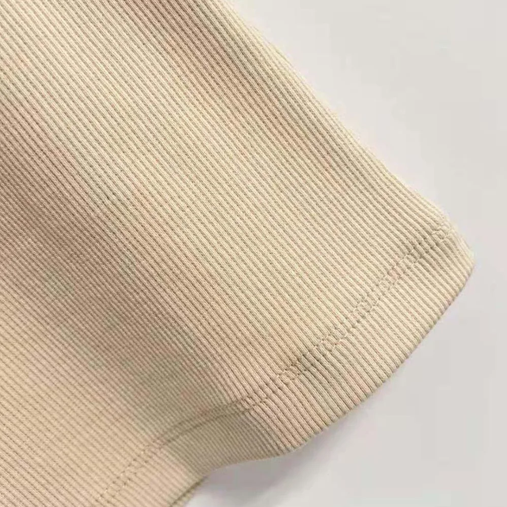 Miu Miu Ribbed Jersey Top with Embroidered Logo for Women in Beige