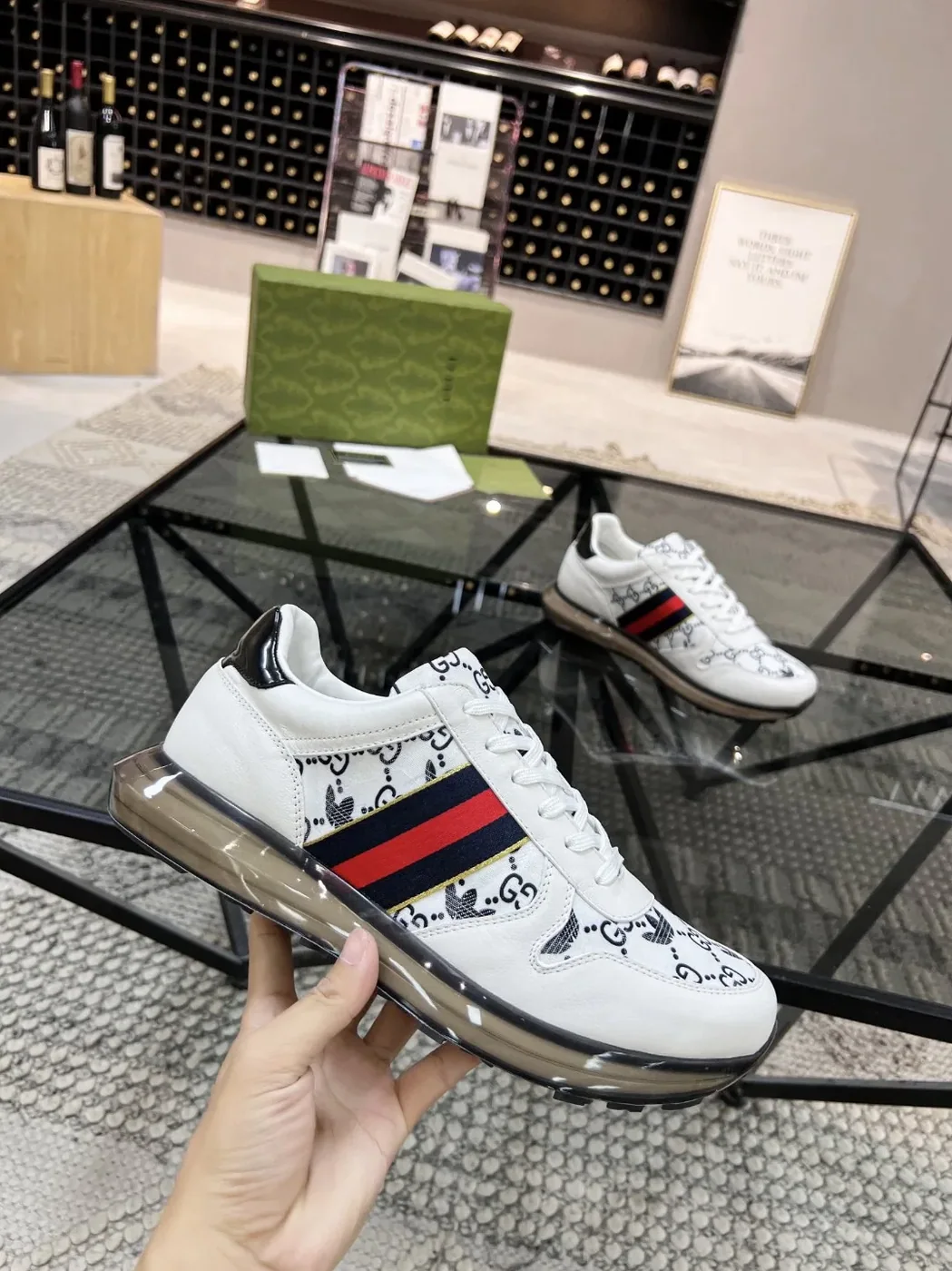 Gucci x Adidas GG Sneakers With Web White for Men Gucci x Adidas GG Sneakers With Web White for Men