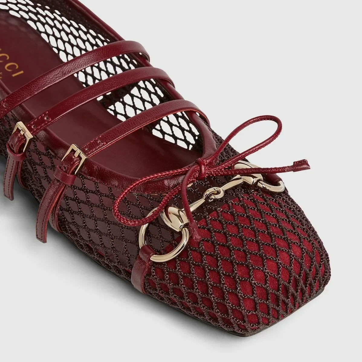 Gucci Horsebit Ballet Flat Red Mesh Gucci Horsebit Ballet Flat Red Mesh