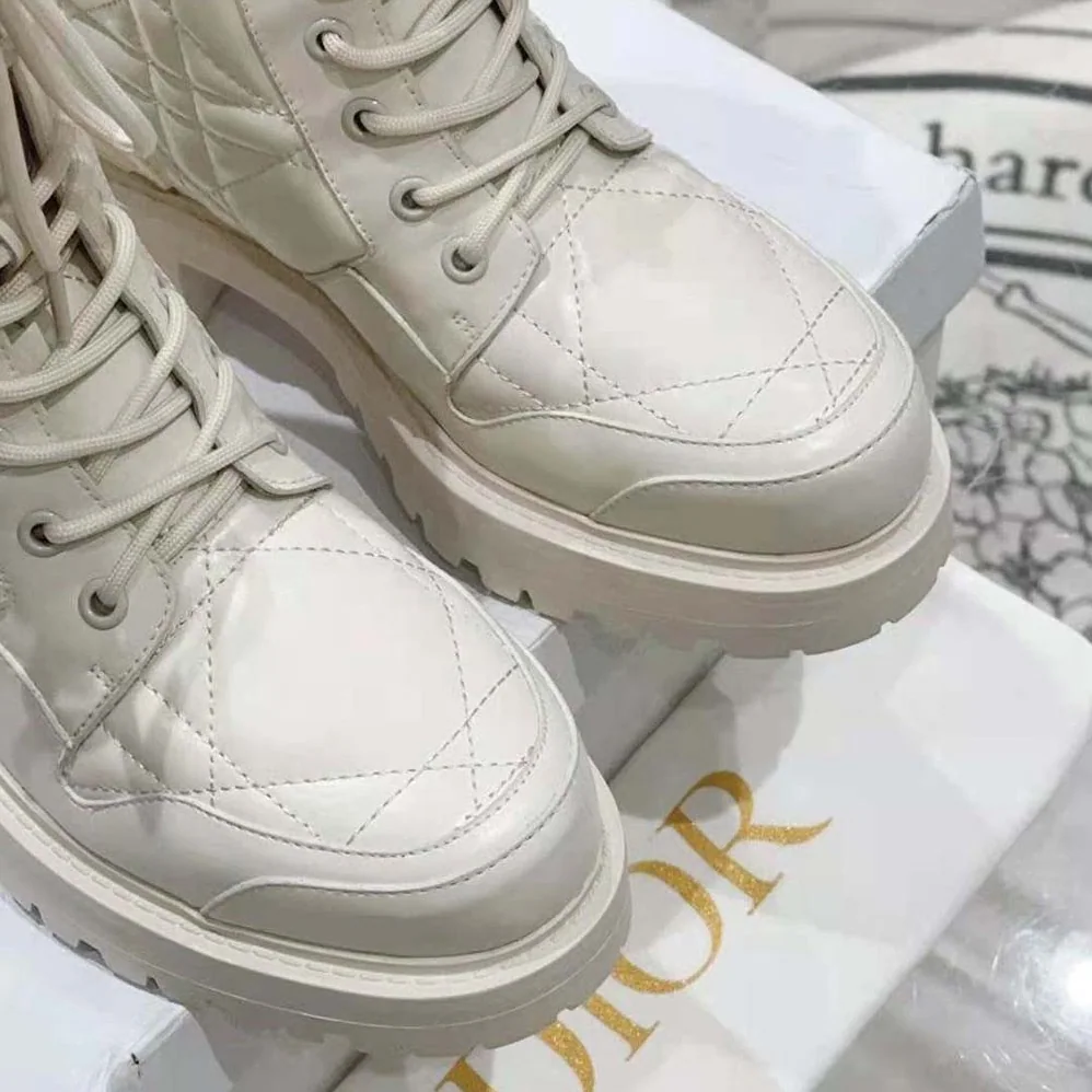 Dior D-Leader Ankle Boot White Quilted Cannage Calfskin for Women Dior D-Leader Ankle Boot White Quilted Cannage Calfskin for Women