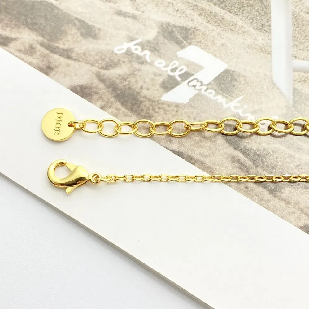 Dior Bloom in Dior Necklace Gold-Finish Metal with White Resin Pearls and Silver for Women in Tone Crystals