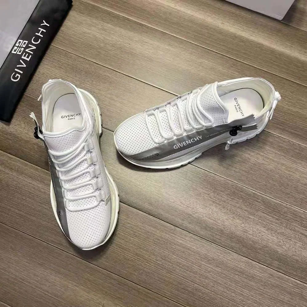 Givenchy Spectre Low Runners Sneakers in Perforated Leather with Zip for Unisex in White