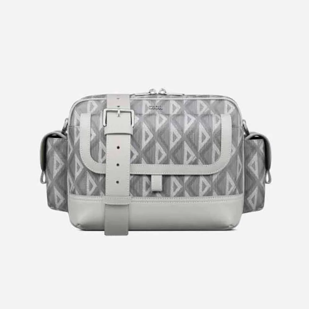 Dior Hit the Road Messenger Bag Dior Gray CD Diamond Canvas and Smooth Calfskin for Men
