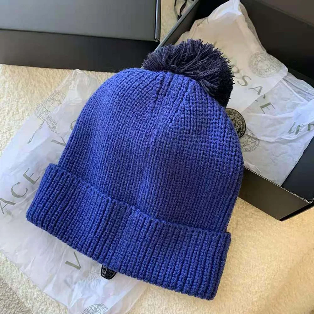 Versace Logo Wool Cap Crafted From Plush for Women