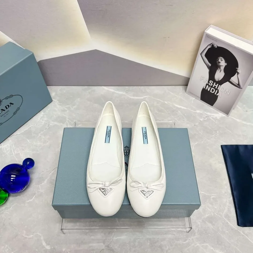 Prada Nappa Ballerinas White Prada Nappa Ballerinas White