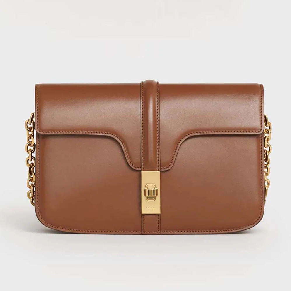 Celine Chain Bag 16 in Satinated Calfskin for Women in Brown Celine Chain Bag 16 in Satinated Calfskin for Women in Brown