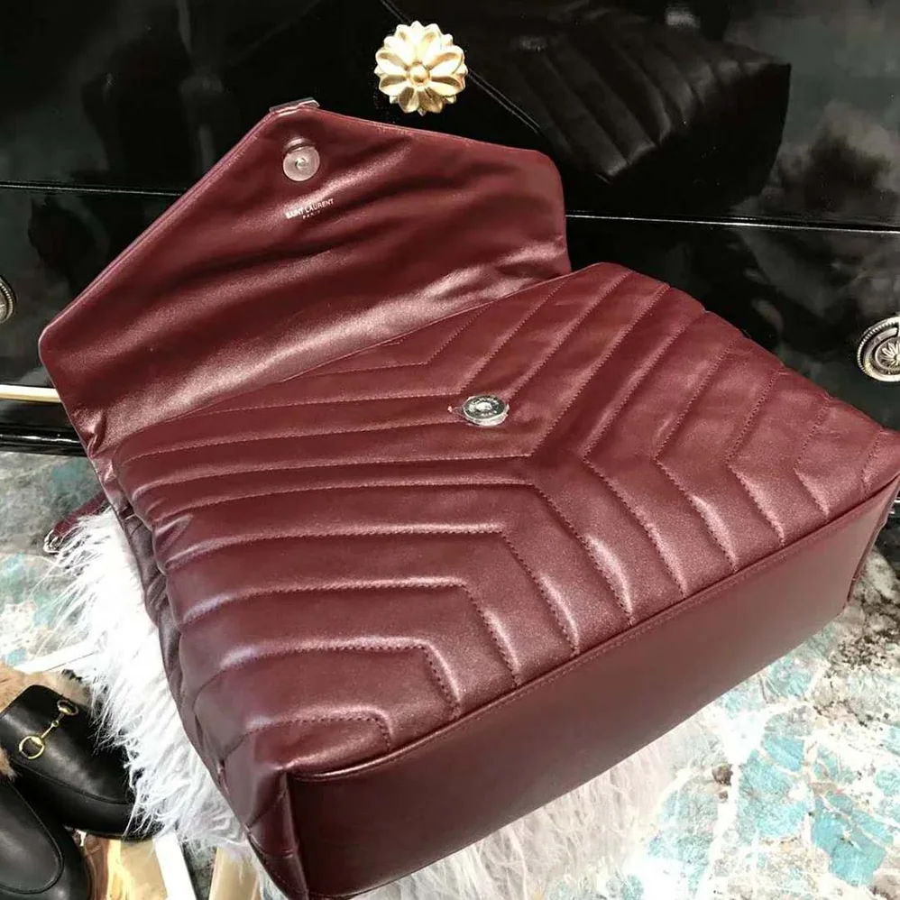 Saint Laurent YSL Loulou Medium Matelasse Y Leather for Women in Maroon