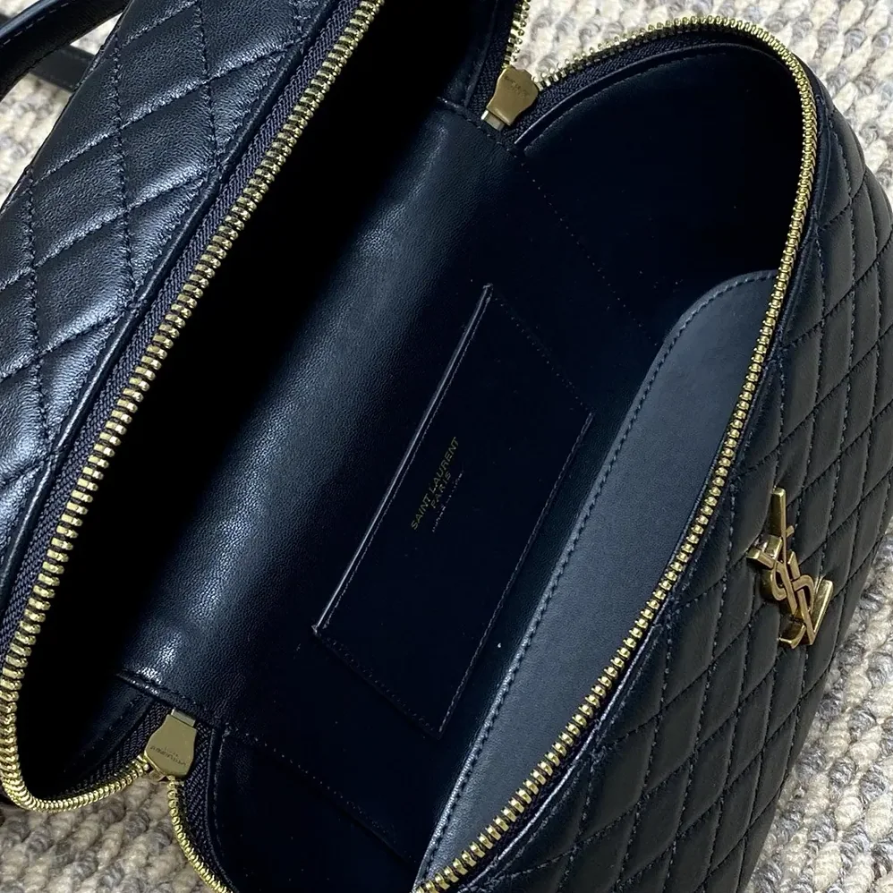 Saint Laurent YSL Gaby Large Vanity Bag In Lambskin for Women in Black Saint Laurent YSL Gaby Large Vanity Bag In Lambskin for Women in Black