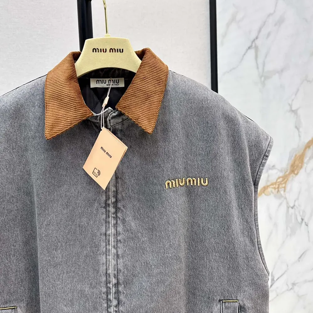 Miu Miu Chambray Blouson Vest for Women