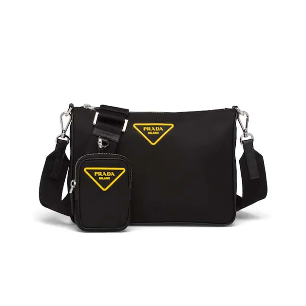 Prada Nylon Cross-Body Bag with External Zipper Pocket for Men in Black