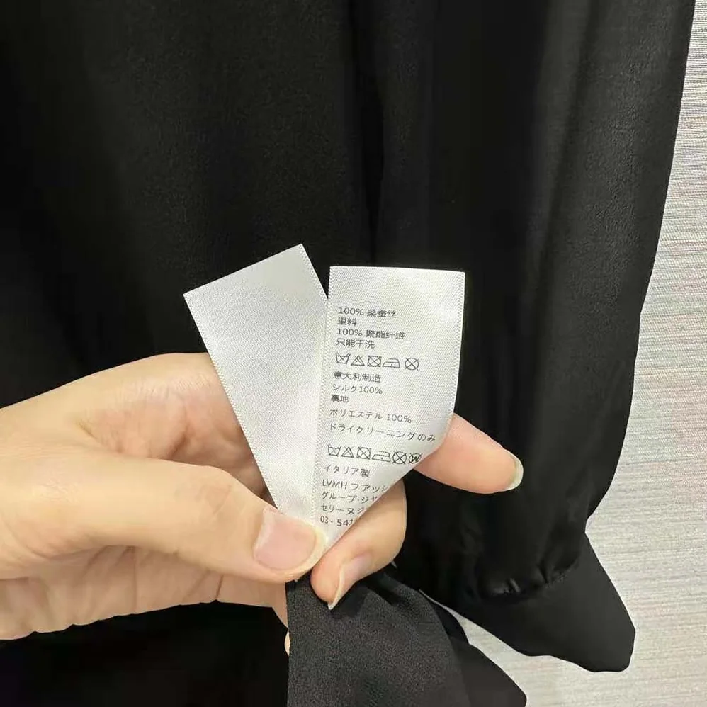 Celine Jabot Mini Dress in Silk Georgette for Women in Black Celine Jabot Mini Dress in Silk Georgette for Women in Black