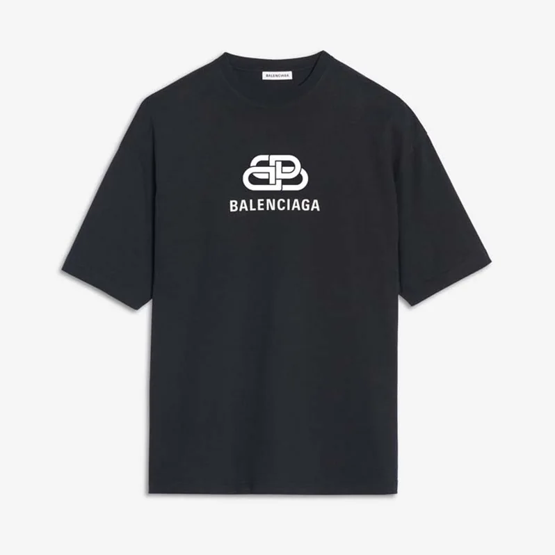 Balenciaga Oversized BB T-Shirt in Printed Light Jersey for Men in Black