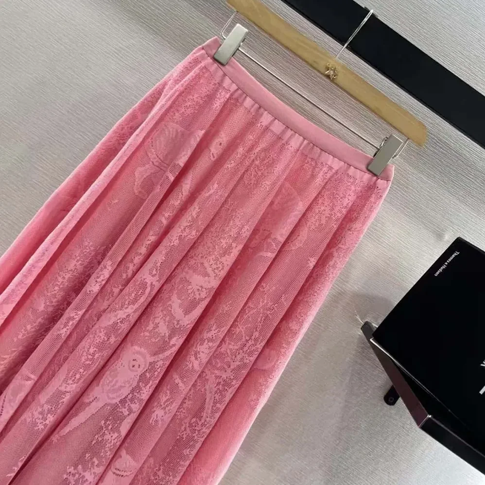 Dior Dioriviera Mid-Length Flared Skirt Cherry Blossom Pink for Women