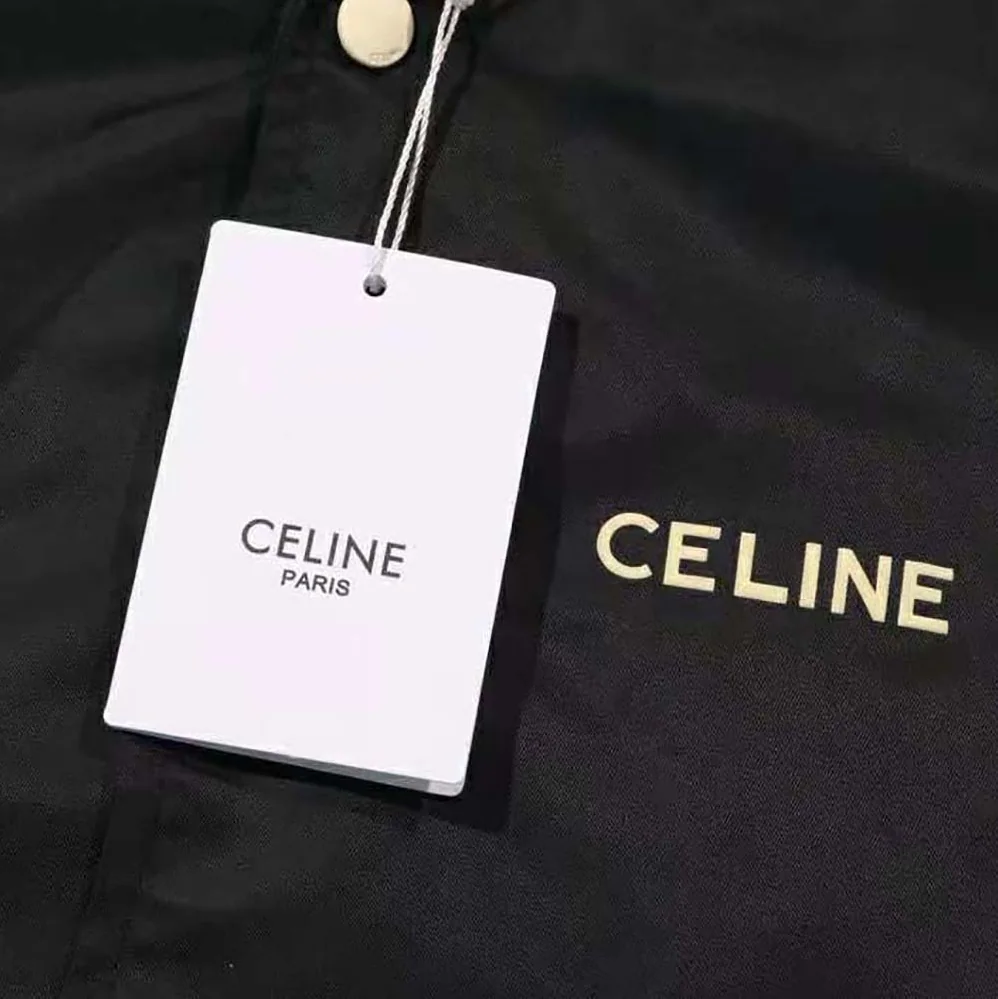 Celine Embroidered Teddy Jacket in Satin-finish Nylon for Men in Black